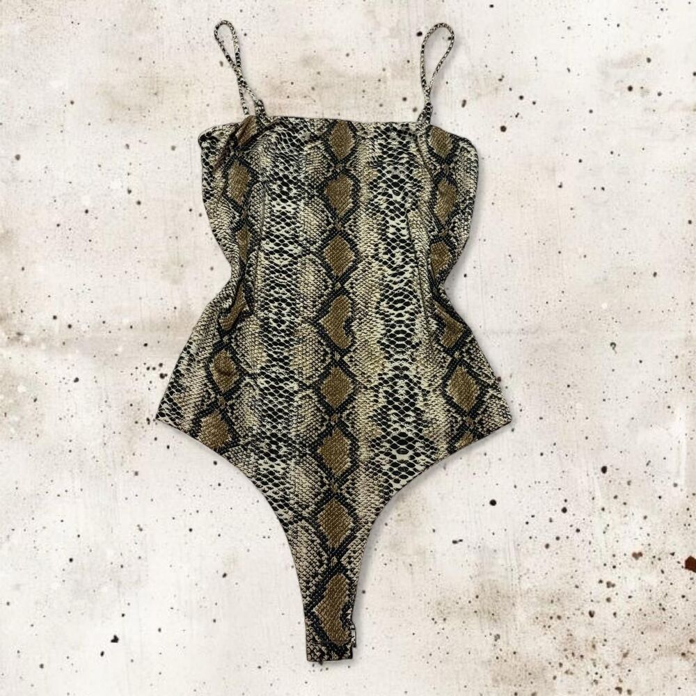 Windsor snakeskin print bodysuit tank top